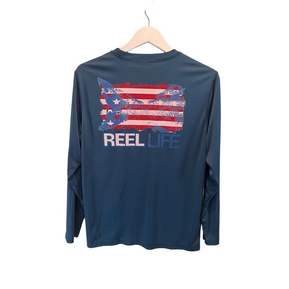 Reel Life blue long sleeve performance shirt shirt - M - 🙂3/$15 - Picture 2 of 7